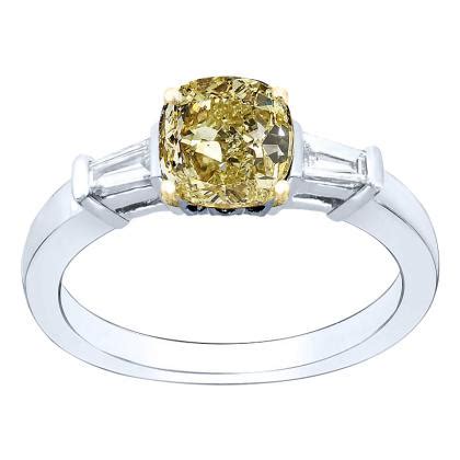 Cushion Cut Pave Yellow Diamond Engagement Rings