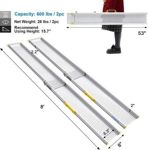 Buy Ruedamann 8l × 8 W Portable Aluminum Wheelchair Ramp Holds Up To