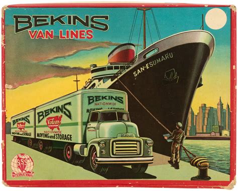 hakes bekins van lines dual trailer friction powered tin truck  box