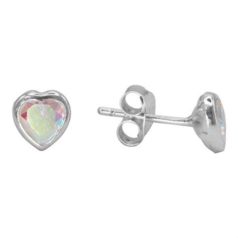 Aros de Plata 925 Pequeños Corazón Tornasol