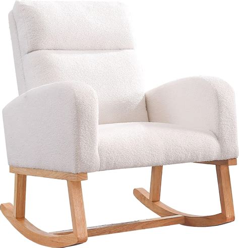 Buy HOMYKA Teddy Rocking Glider Chair For Nursery Comfy Fabric High