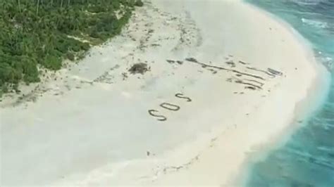 Sos Message In Sand Saves Three Men Stranded On Deserted Pacific