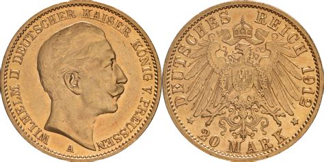 Deutschland Mark Wilhelm Ii A Gold Vz Stgl Euro