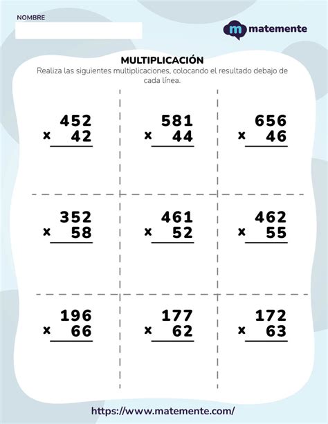 Ejercicios De Multiplicaci N Para Resolver En Pdf