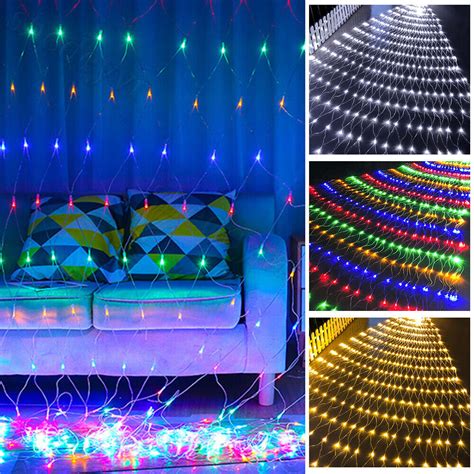 Led Net Mesh Fairy String Curtain Light Christmas Garden Outdoor Party