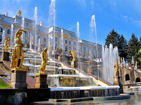 Grand Cascade At Peterhof Palace Near Saint Petersburg Russia