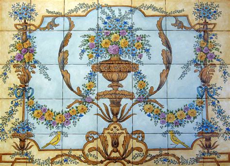 French Baroque Rococo Floral Design Custom Tile Mural