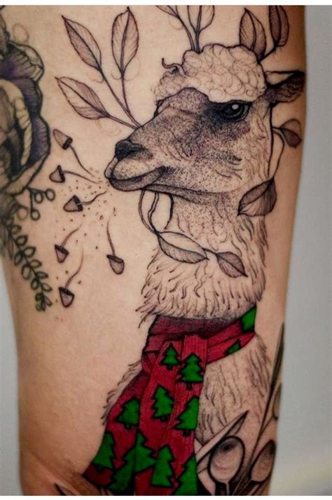 Joanna Swirska Dzo Lama Alpaca Tattoo Tattoos Alpaca Christmas Scarf