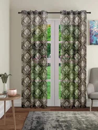 Fashome Multicoloured Polyester Eyelet Fitting Printed Door Curtains At