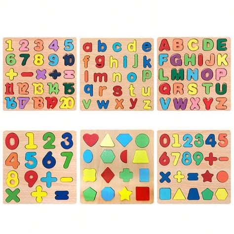 Holz Fr He Bildung Puzzle Board F R Kinder Alphabet Nummer Form