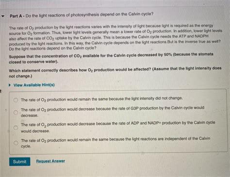 Solved Part A Do The Light Reactions Of Photosynthesis