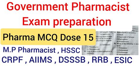 Pharma Mcq Dose Pharmacist Exam Preparation M P Pharmacist