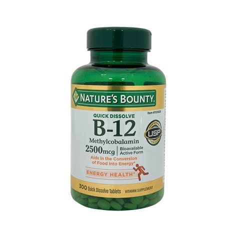 Natures Bounty B 12 2500 Mcg 300 Quick Dissolve Tablets