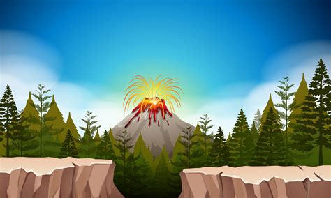 Nature scene with volcano eruption 365402 Vector Art at Vecteezy