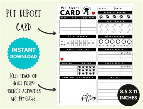 Printable Pet Report Card Dog Boarding Report Card Dog Etsy