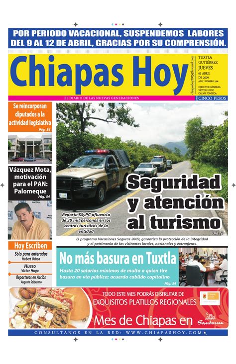 Chiapas Hoy Jueves 09 De Abril En Portada Y Contra By Diario Chiapas Hoy Issuu