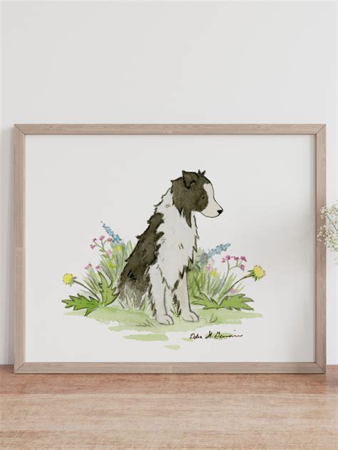 Border Collie Watercolor Print T For Dog Lovers Dog Illustration