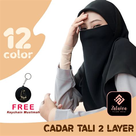 Jual Cadar Tali Niqab Layer Tanpa Jahitan Bawah Mata Nikab Niqob