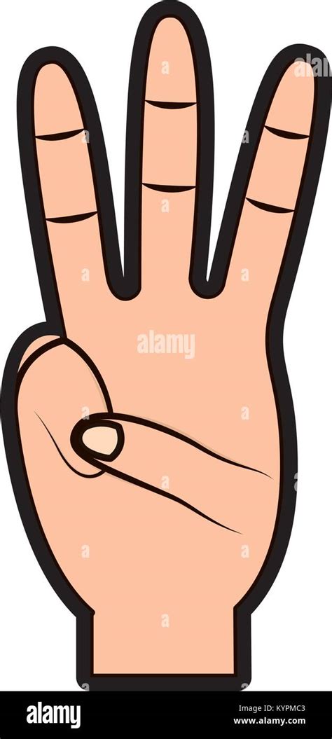 Mano Mostrando Tres Dedos Gesto Imagen Vector De Stock Alamy