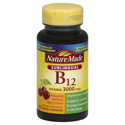 Nature Made Vitamin B12 Sublingual 3000 Mcg Micro Lozenges Cherry Flavor 40 0 Ct