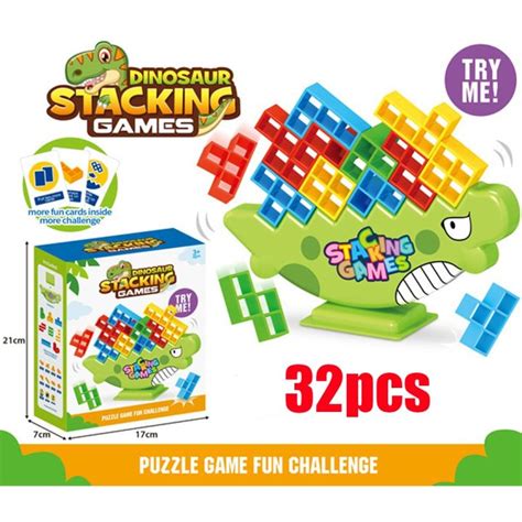 48 64 Stacking Blocks Tetra Tower Balance Game Stacking Building Blocks