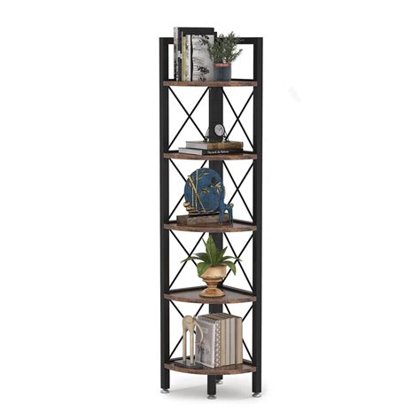 Tribesigns Corner Shelf 5 Tier Corner Bookshelf And BookcaseRustic