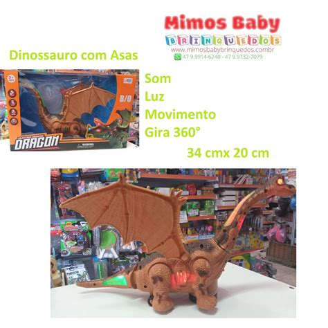 Dinossauro Asas Som Luz Movimento Gira Cm X Cm