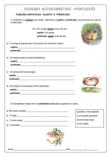 Texto Para Trabalhar Sujeito E Predicado 6o Ano Com Gabarito - Exercicios De Sujeito E Predicado 8 Ano