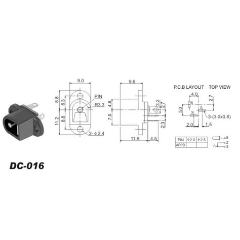 Jack D Alimentation Femelle A Souder Tige Centrale Mm Broches Dc