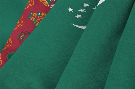 Premium Photo Turkmenistan Flag With Big Folds Waving Close Up Under