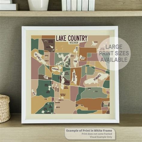 Legend Lake Wisconsin Art Map Print Menominee County By Etsy