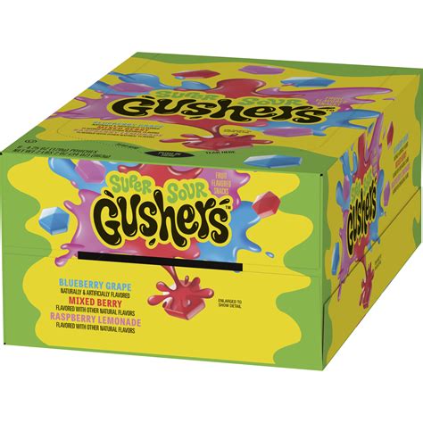 Gushers Super Sour Berry Flavor Fruit Snacks Original 8 Pack Candy