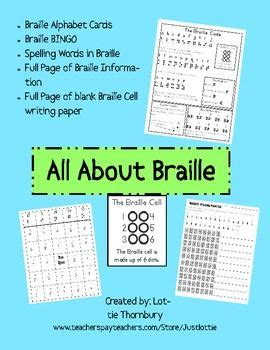 All About Braille Printables Bingo Spelling Practice Braille