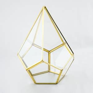 X X Brass Terrarium Containers Geometric Glass Large Etsy