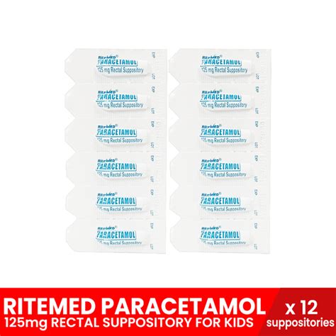 Ritemed Paracetamol 125mg Rectal Suppository X 12 For The Relief Of