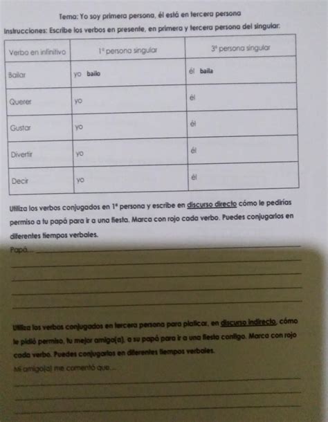 Tema Yo Soy Primera Persona L Est En Tercera Personainstrucciones