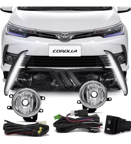 Kit Farol Milha Corolla 2018 2019 Moldura Daylight Drl Seta Escorrega