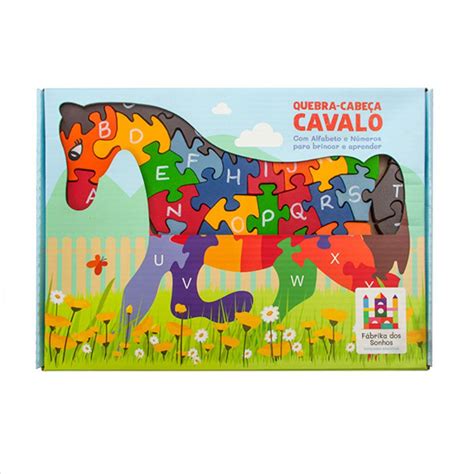 Cavalo Brincalhão 7 Letras - Quebra-cabeça com alfabeto e números Cavalo - KEIKI BRINQUEDOS EDUCATIVOS