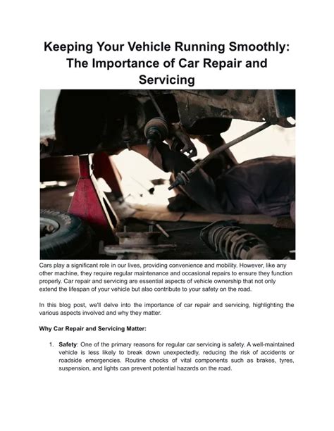 Ppt Keeping Your Vehicle Running Smoothly The Importance Of Car