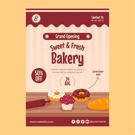 Free Vector Minimal Bakery Shop Poster Template