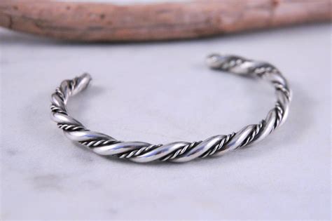 RESERVED Sterling Silver Rope Twist Cuff Bracelet Unisex Etsy