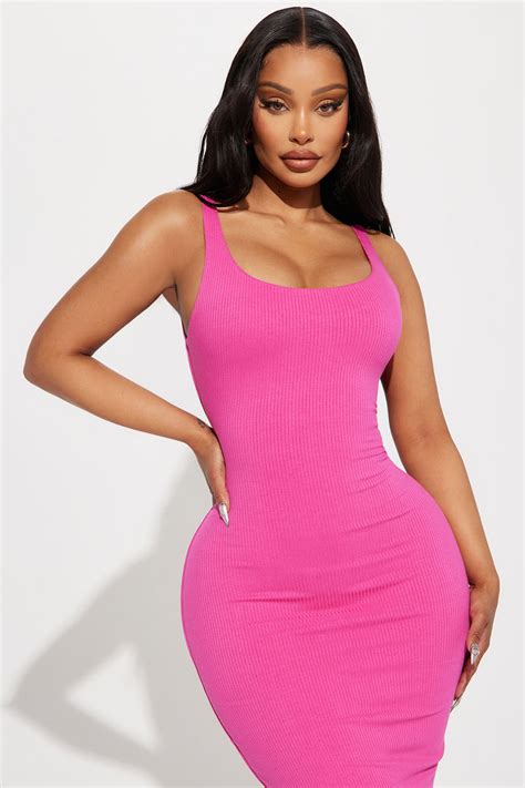 Jennifer Double Lined Midi Dress Magenta Fashion Nova Dresses