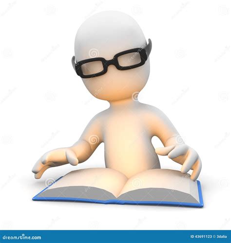 Petit Homme 3d Lisant Un Livre Illustration Stock Illustration Du