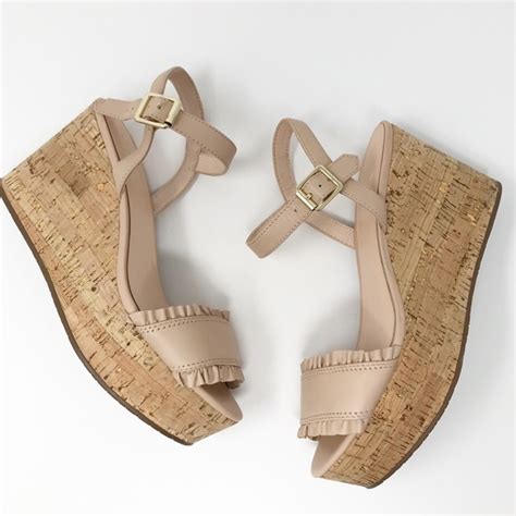 Kate Spade Shoes Kate Spade Tomas Cork Ruffle Nude Wedge Sandals
