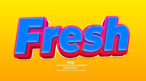 Frische Bearbeitbare 3D Texteffekt PSD Photoshop Vorlage Premium PSD