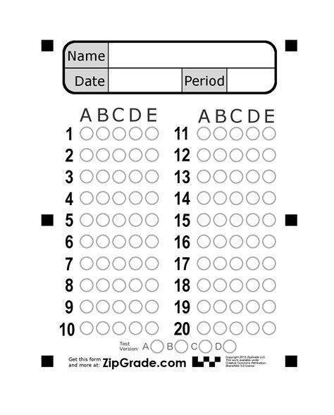 Printable 50 Question Answer Sheet Pdf - Multiple Choice A B C D - Free Printable Bubble Answer ...