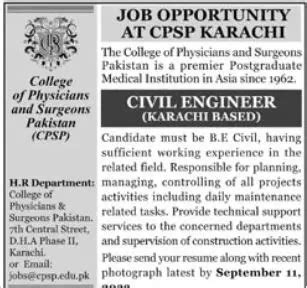 College Of Physician Surgeon Pakistan Cpsp Jobs