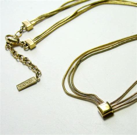 Gold Three Strand Napier Necklace Vintage Napier Gold Tone Etsy