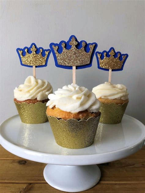 Crown Cupcake Toppers Crown Cake Topper Royal Baby Shower Etsy