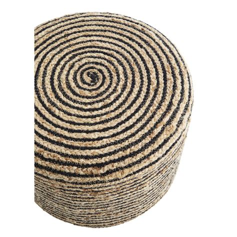 Tabouret Rond Jute Tresse Rayures Madam Stoltz